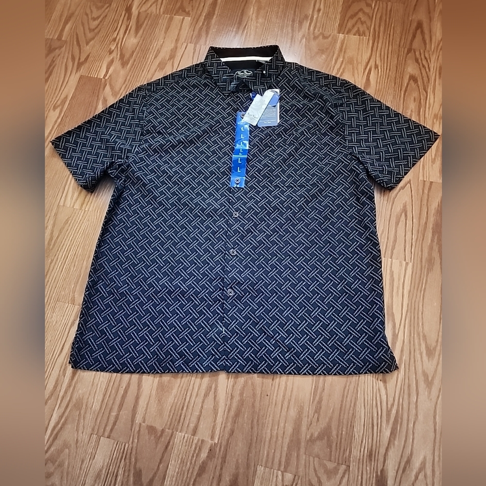 New With‎ Tags Nas Nast Short Sleeve Shirt Lg 1 Pocket 70% Silk 30% Cotton